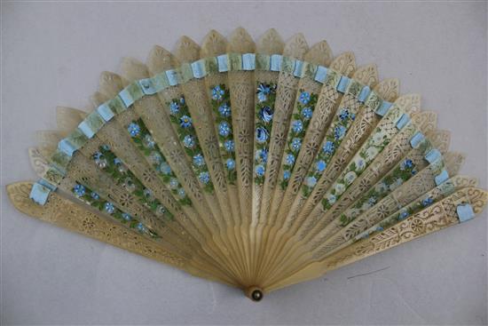 A collection of nine Victorian fans, largest 13.5in. incl. hanging loop